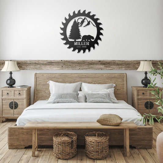 Personalized American Flag Saw Blade Metal Sign - Unique Workshop and Garage Decor - Gift for Dad - Father's Day - SMA-101