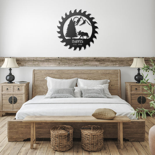 Workshop Metal Sign - Custom American Flag Design - Personalize and Decorate Dad's Shop with this Unique Saw Blade Decor - SMA-103