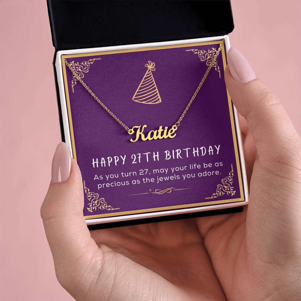27th Birthday Gift for Her - Birthday Necklace, Gifts For Bestfriend, Sister 27th, 27th Birthday Card, Necklace With Message Card