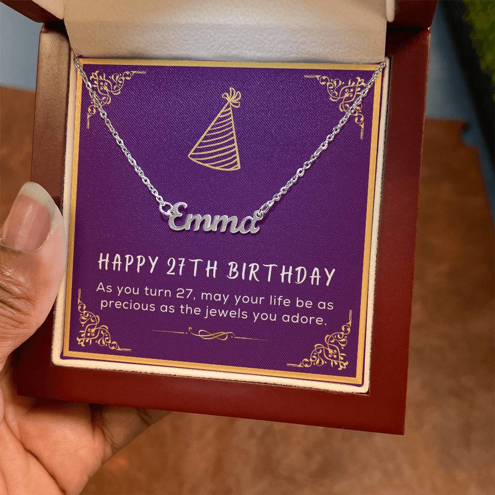 27th Birthday Gift for Her - Birthday Necklace, Gifts For Bestfriend, Sister 27th, 27th Birthday Card, Necklace With Message Card
