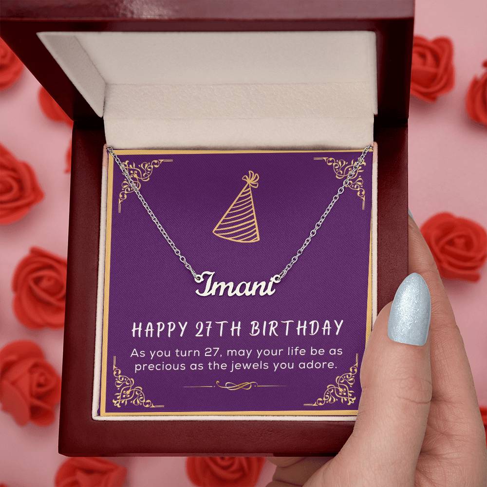 27th Birthday Gift for Her - Birthday Necklace, Gifts For Bestfriend, Sister 27th, 27th Birthday Card, Necklace With Message Card