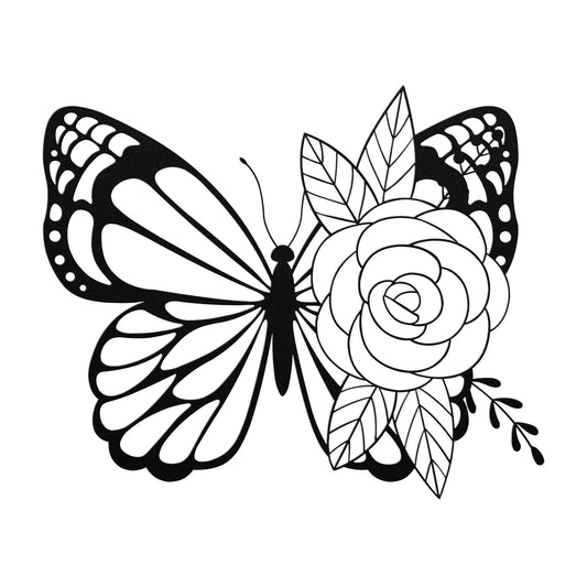 Butterfly Flower Metal Wall Art, Butterfly Garden Decor, Butterfly Home Decor Girls Bedroom Wall Art, Outdoor Flower Butterfly Wall Art - Stylinsoul