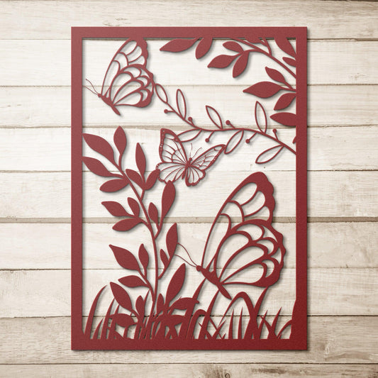 Butterfly Flower Metal Wall Art, Butterfly Garden Decor, Butterfly Home Decor Girls Bedroom Wall Art, Outdoor Flower Butterfly Wall Art - Stylinsoul