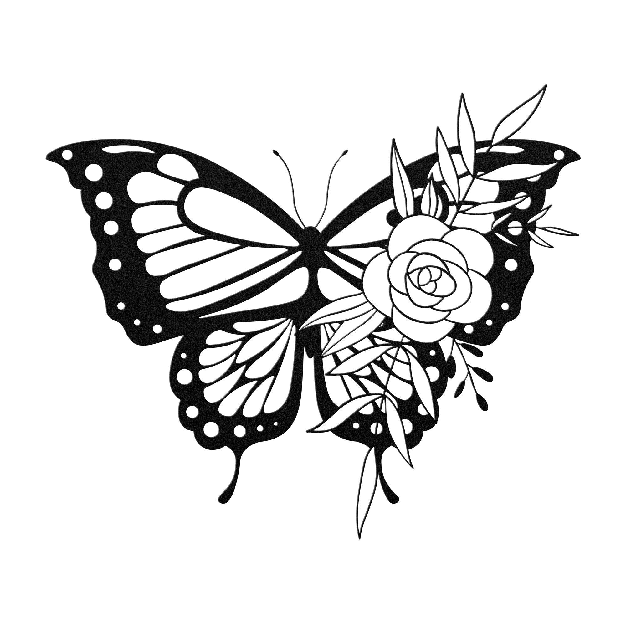 Butterfly Flower Metal Wall Art, Butterfly Garden Decor, Butterfly Home Decor Girls Bedroom Wall Art, Outdoor Flower Butterfly Wall Art - Stylinsoul