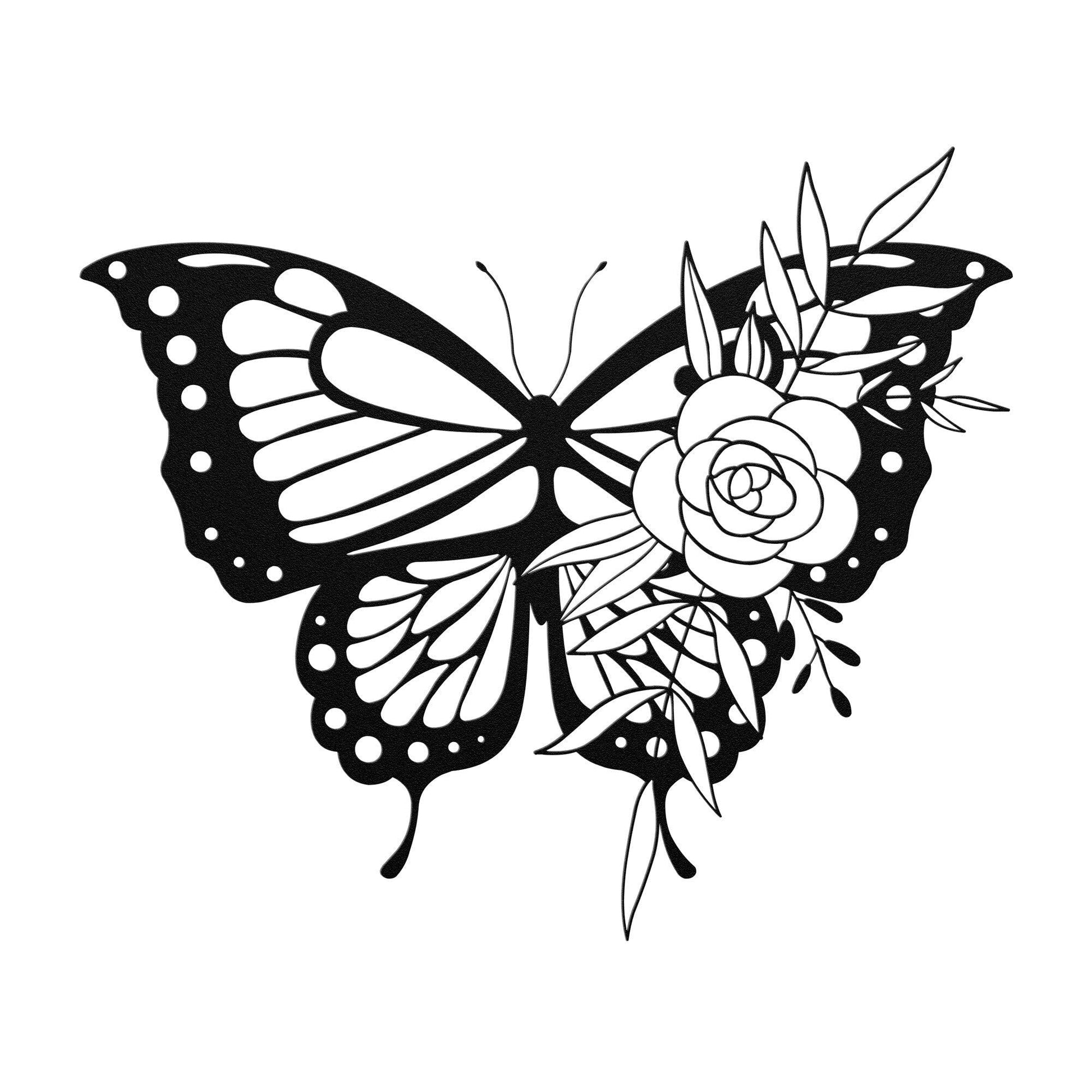 Butterfly Flower Metal Wall Art, Butterfly Garden Decor, Butterfly Home Decor Girls Bedroom Wall Art, Outdoor Flower Butterfly Wall Art - Stylinsoul