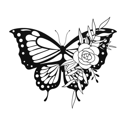 Butterfly Flower Metal Wall Art, Butterfly Garden Decor, Butterfly Home Decor Girls Bedroom Wall Art, Outdoor Flower Butterfly Wall Art - Stylinsoul