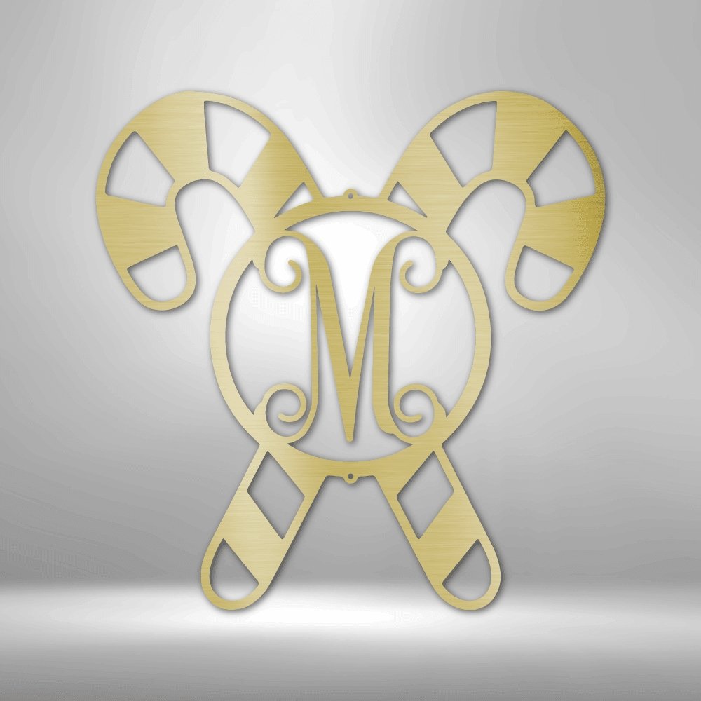 Candy Cane Sign Monogram - Christmas Metal Wall Art for Festive Home Decor - Stylinsoul