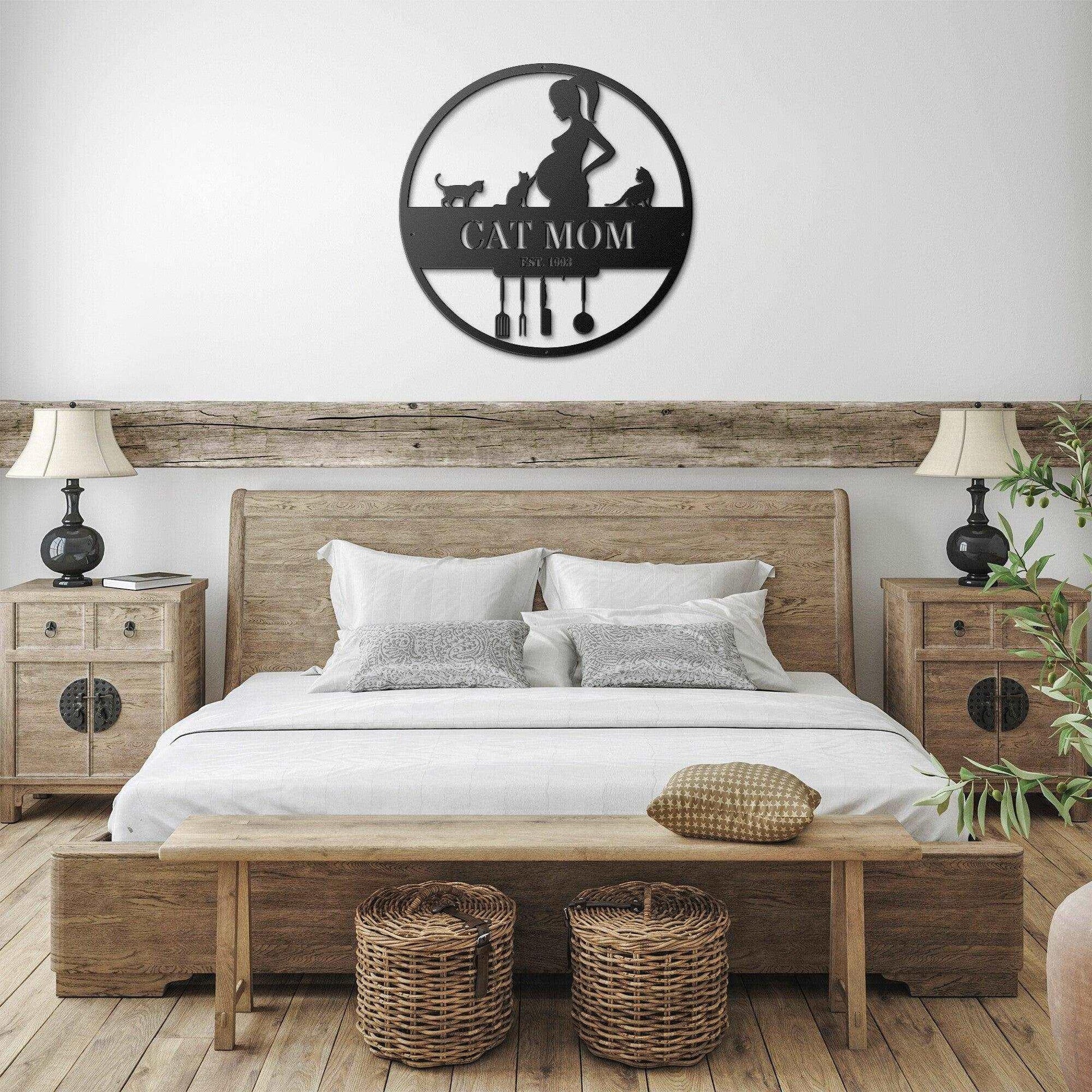 Cat Mom - Custom Die Cut Metal Sign - Mothers Day Gift Home Decor - Stylinsoul