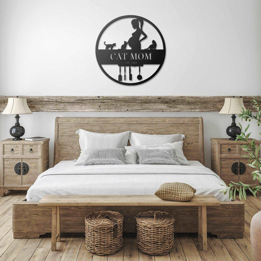 Cat Mom - Custom Die Cut Metal Sign - Mothers Day Gift Home Decor - Stylinsoul
