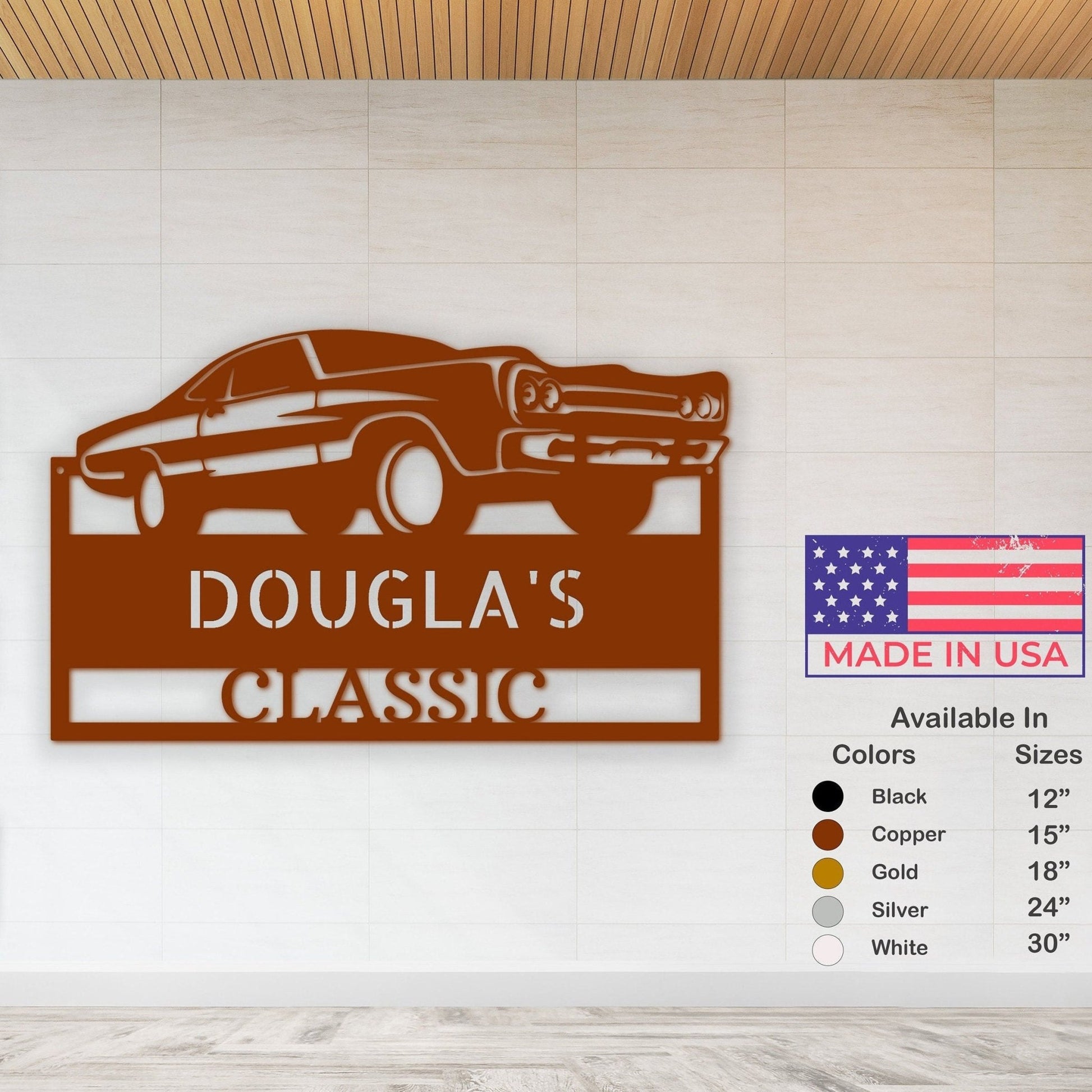 Custom Garage Sign - Personalized Metal Muscle Car Signs for Mancave Workshop - Stylinsoul