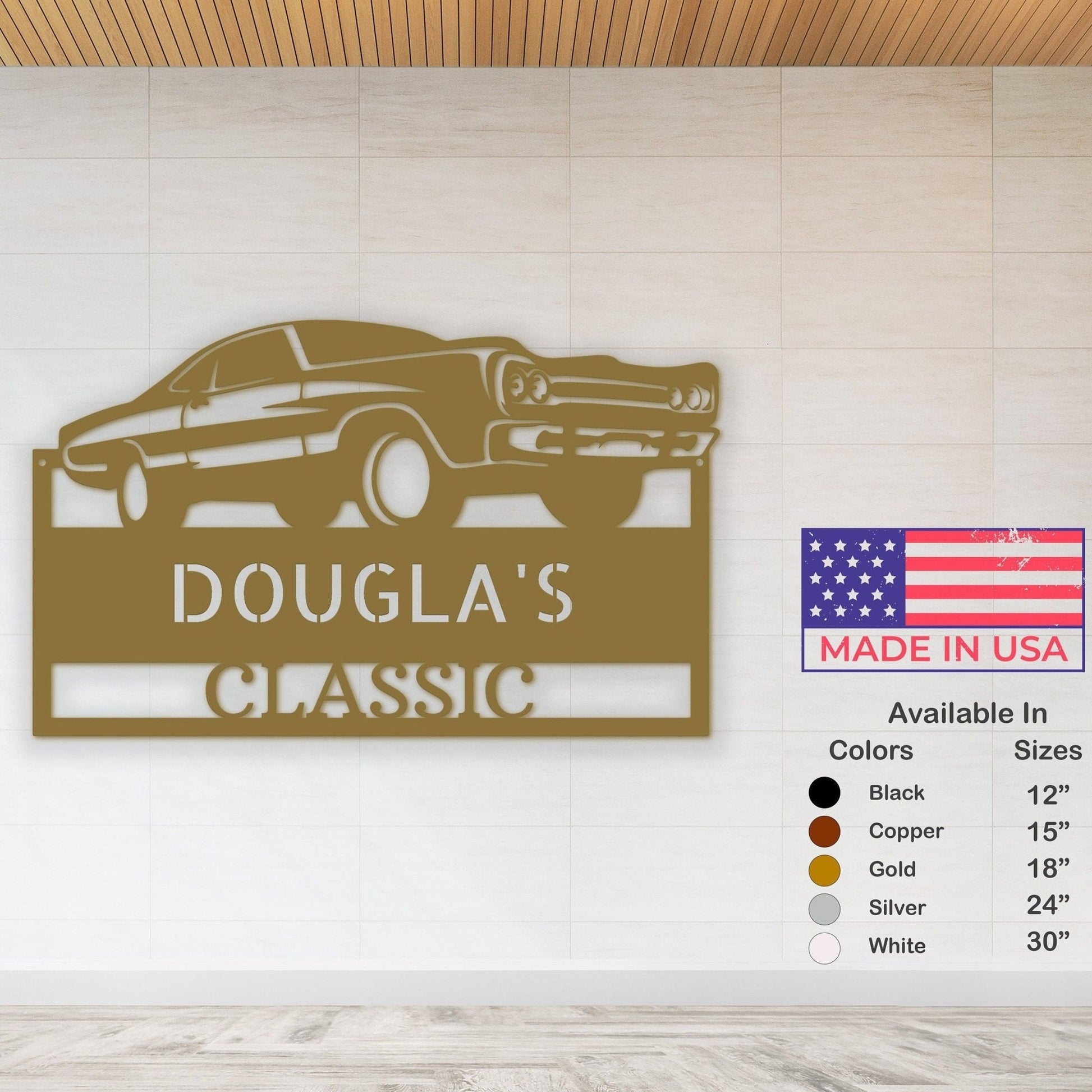 Custom Garage Sign - Personalized Metal Muscle Car Signs for Mancave Workshop - Stylinsoul