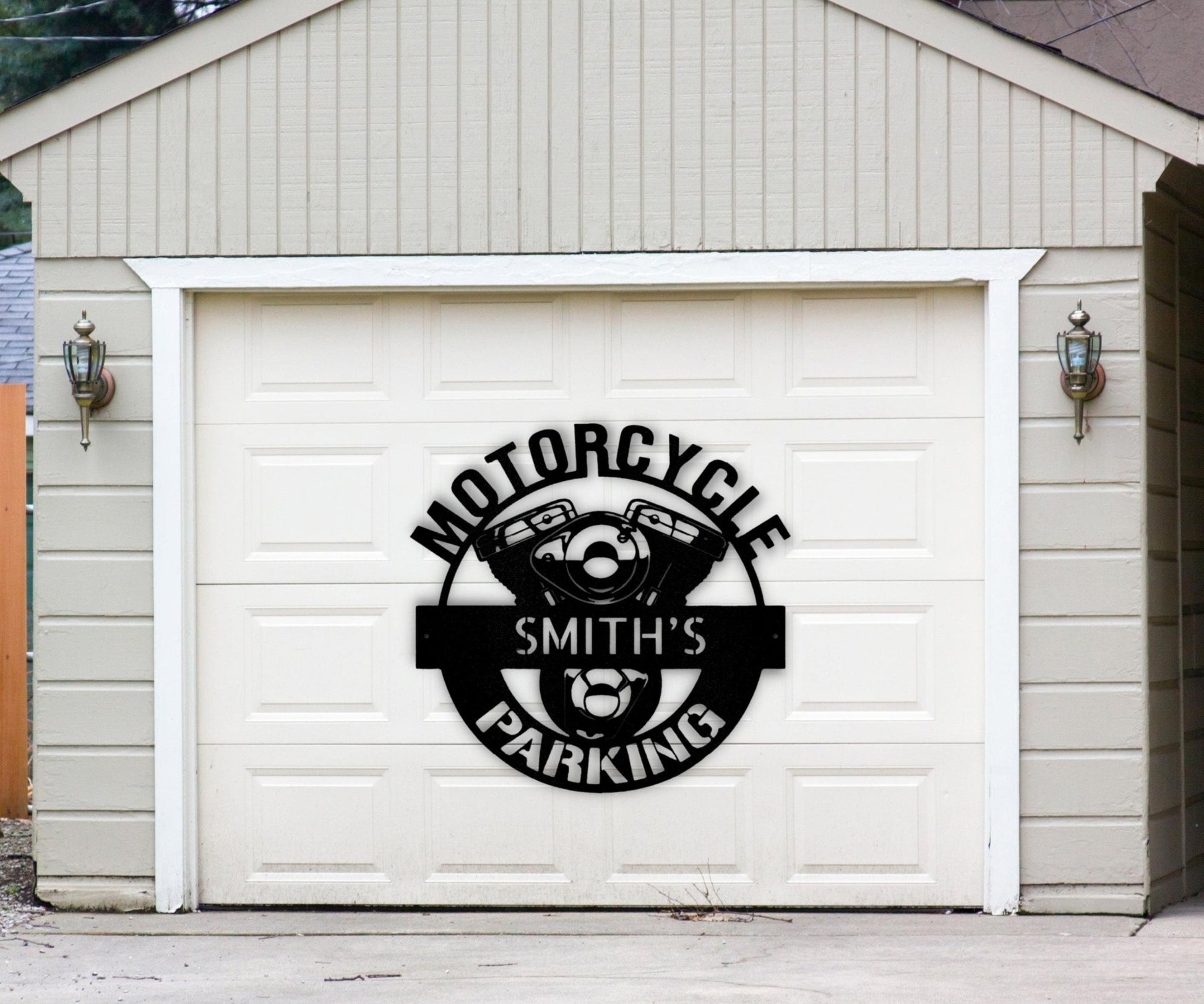 Custom Motorcycle Parking Biker Garage Sign - Metal Motocross Wall Art for Garage Decor - Stylinsoul