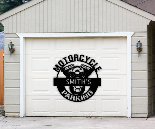 Custom Motorcycle Parking Biker Garage Sign - Metal Motocross Wall Art for Garage Decor - Stylinsoul