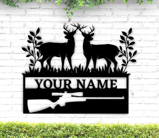 Deer Hunter - Last Name Metal Monogram - Stylinsoul