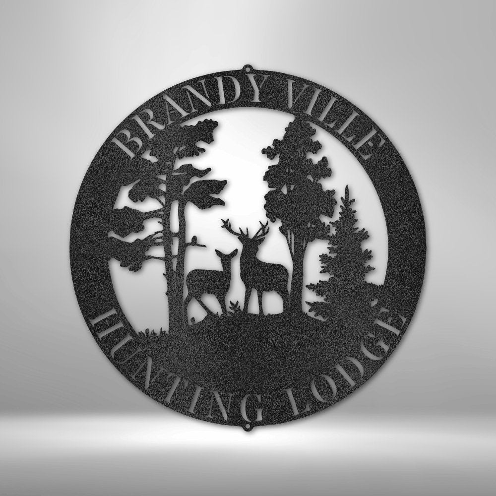 Deer Scene Steel Sign - Rustic Metal Wall Art for Wildlife Enthusiasts - Stylinsoul