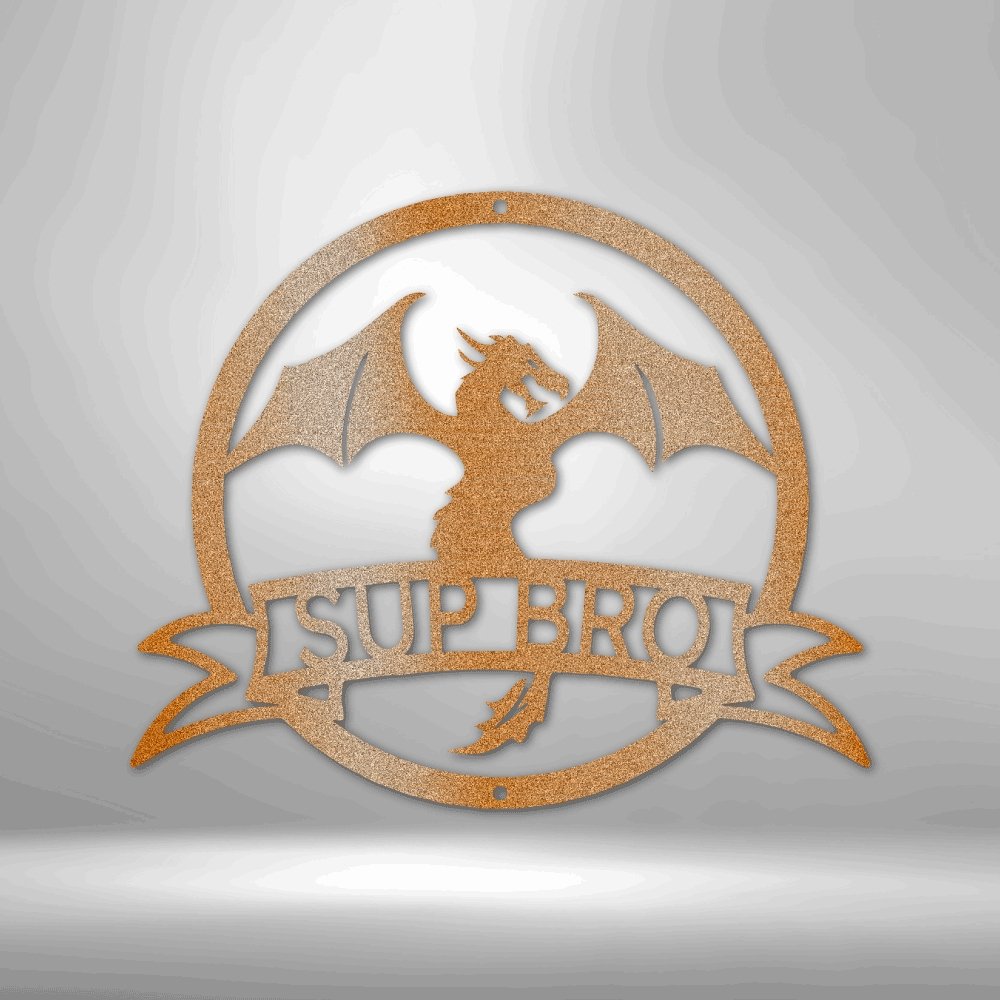 Dragon Banner Monogram Steel Sign - Personalized Metal Wall Art for Mythical Decor - Stylinsoul
