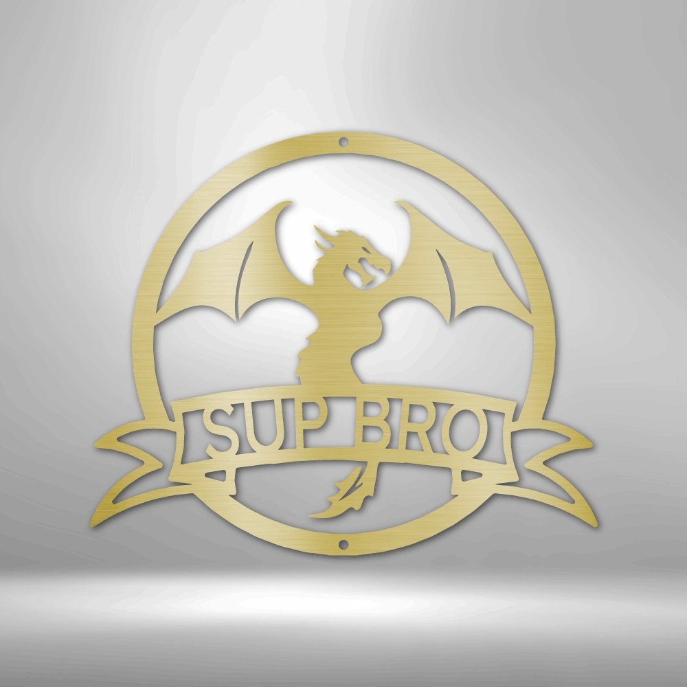 Dragon Banner Monogram Steel Sign - Personalized Metal Wall Art for Mythical Decor - Stylinsoul