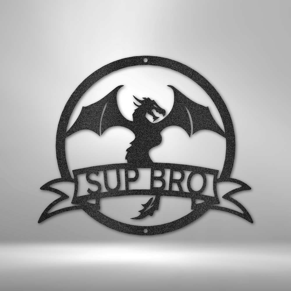 Dragon Banner Monogram Steel Sign - Personalized Metal Wall Art for Mythical Decor - Stylinsoul