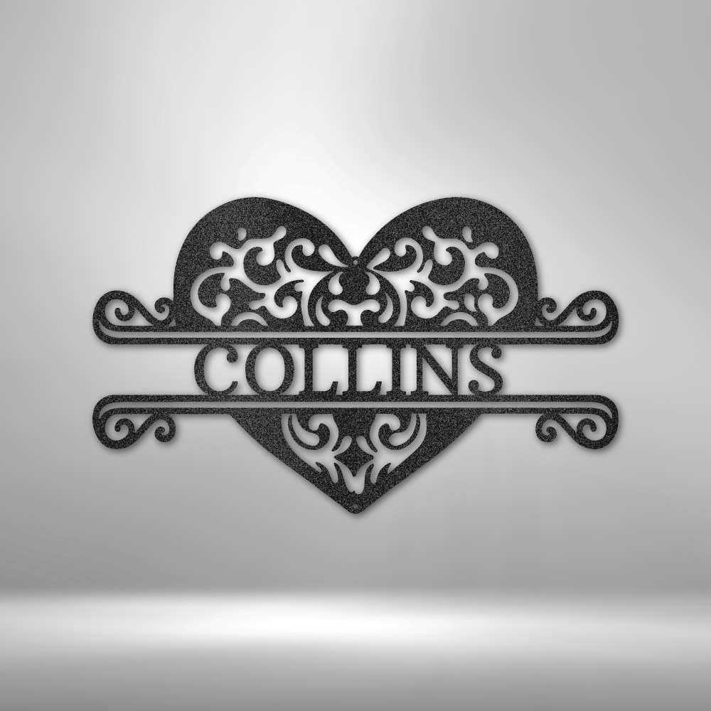 Fancy Heart Monogram Steel Sign - Personalized Metal Wall Art for Romantic Decor - Stylinsoul