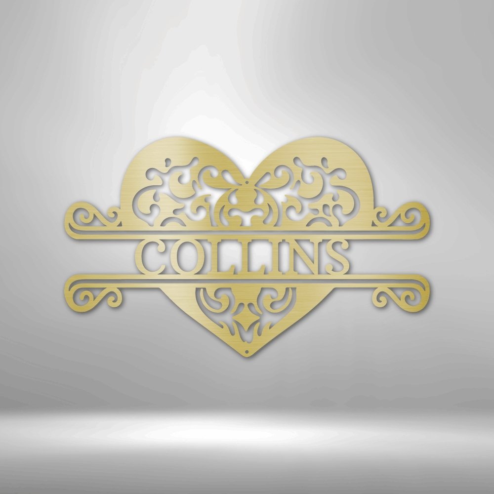 Fancy Heart Monogram Steel Sign - Personalized Metal Wall Art for Romantic Decor - Stylinsoul