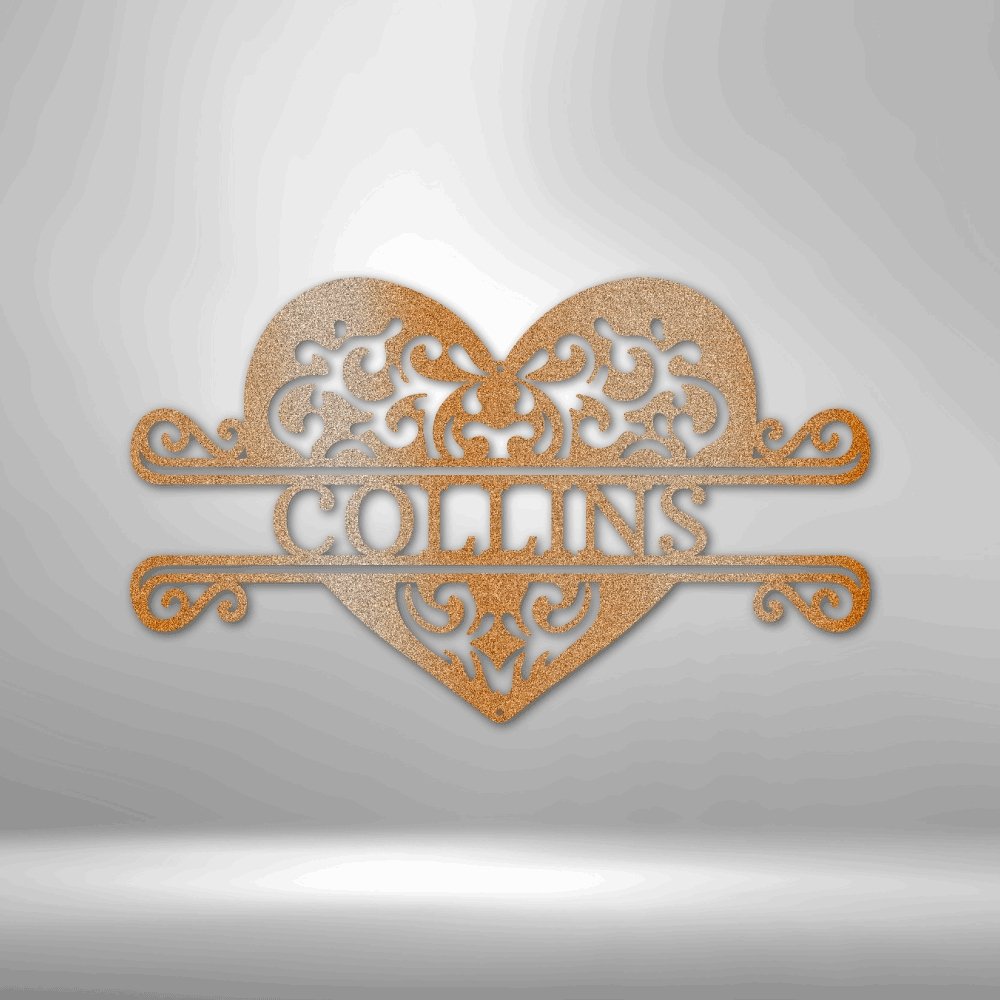 Fancy Heart Monogram Steel Sign - Personalized Metal Wall Art for Romantic Decor - Stylinsoul