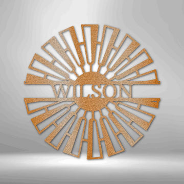 Fancy Windmill Monogram Steel Sign - Personalized Metal Wall Decor for Farmhouse - Stylinsoul