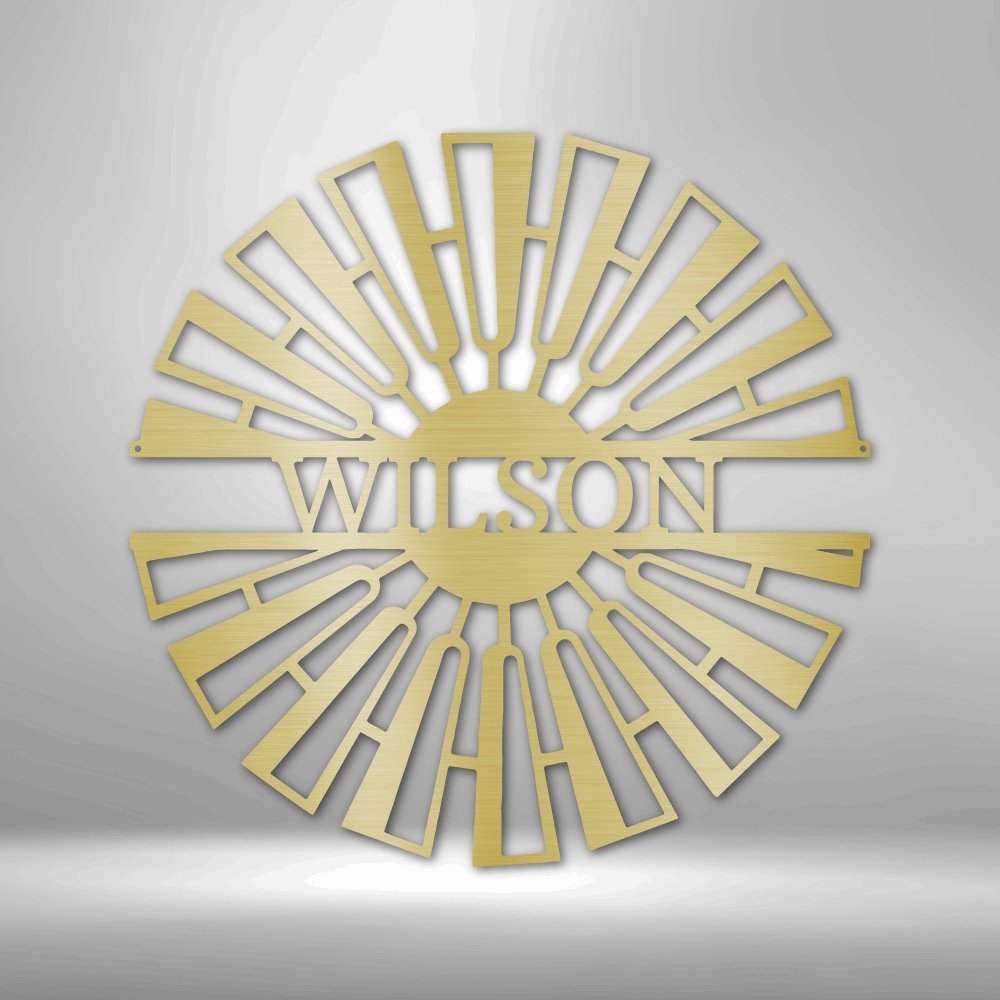 Fancy Windmill Monogram Steel Sign - Personalized Metal Wall Decor for Farmhouse - Stylinsoul