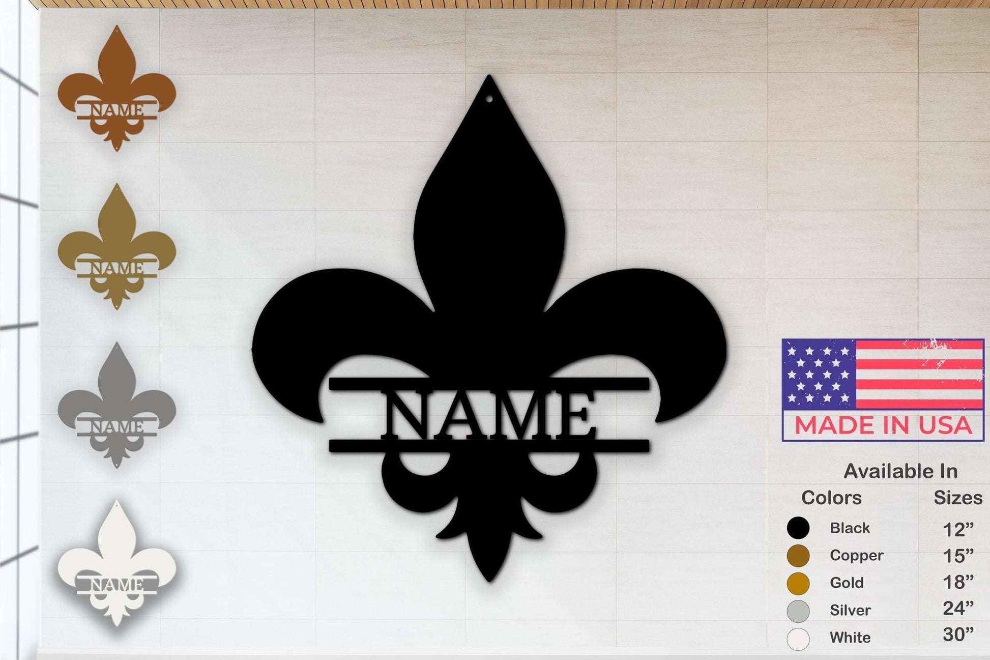 Fleur De Lis Wall Decor - Custom Metal Door Hanger for Personalized Home Decor - Stylinsoul