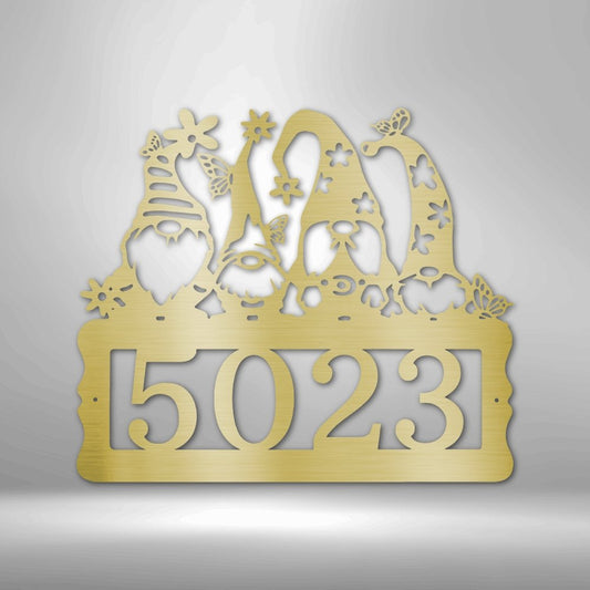 Gnome Address Sign Steel Sign - Personalized Metal Wall Art for Outdoor Address Display - Stylinsoul