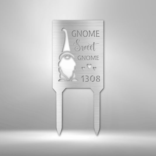 Gnome House Number Sign - Custom Steel Garden Stake Address Sign for Home Decor - Stylinsoul