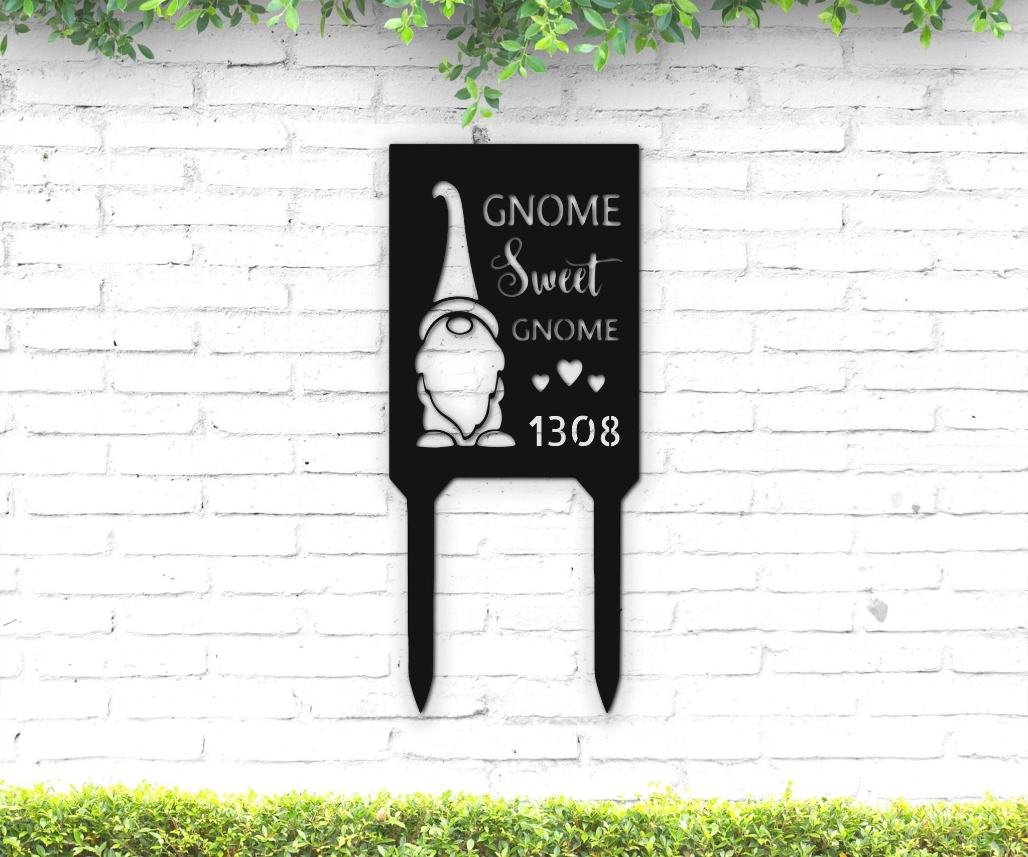 Gnome House Number Sign - Custom Steel Garden Stake Address Sign for Home Decor - Stylinsoul