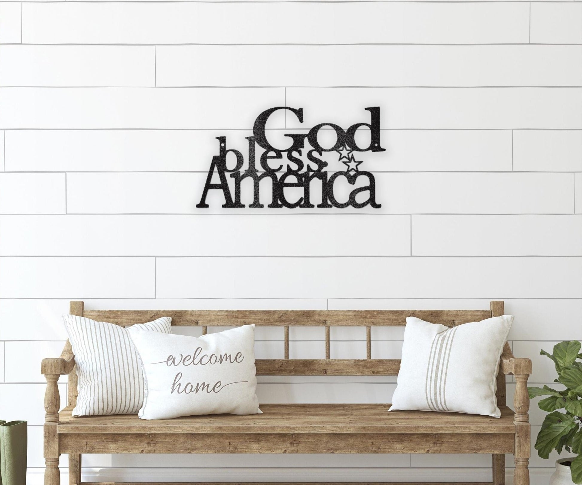 God Bless America USA Metal Sign - Patriotic Metal Home Decor for Housewarming - Stylinsoul