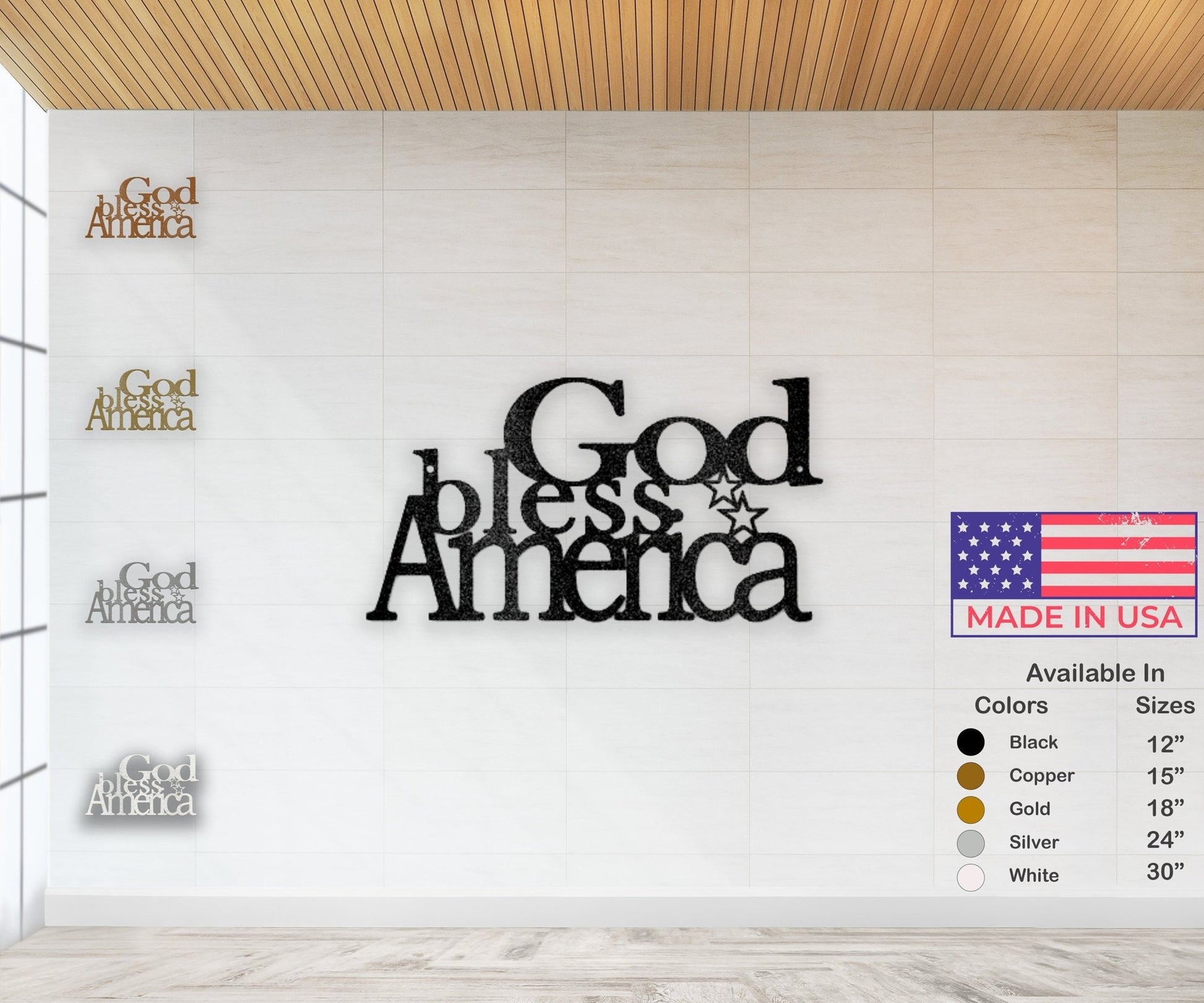 God Bless America USA Metal Sign - Patriotic Metal Home Decor for Housewarming - Stylinsoul