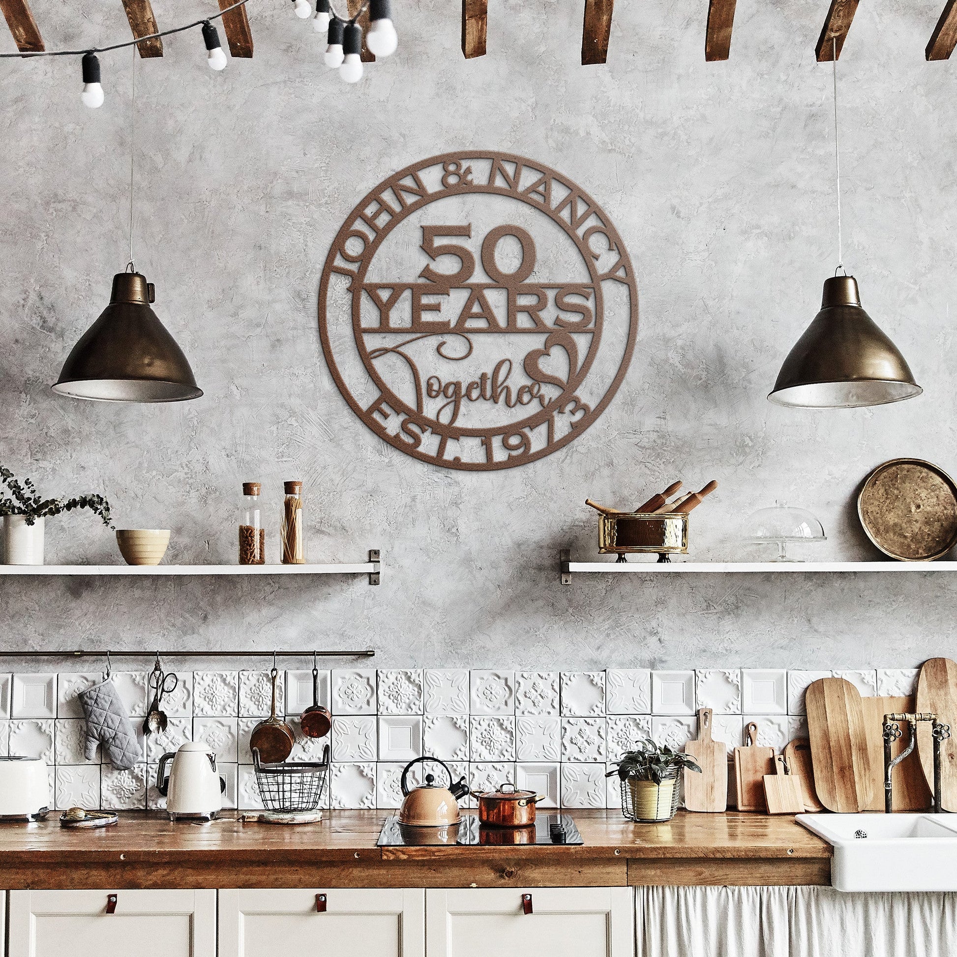 Golden 50th Year Anniversary Gift: Personalized Metal Sign for Cherished Parents - Stylinsoul