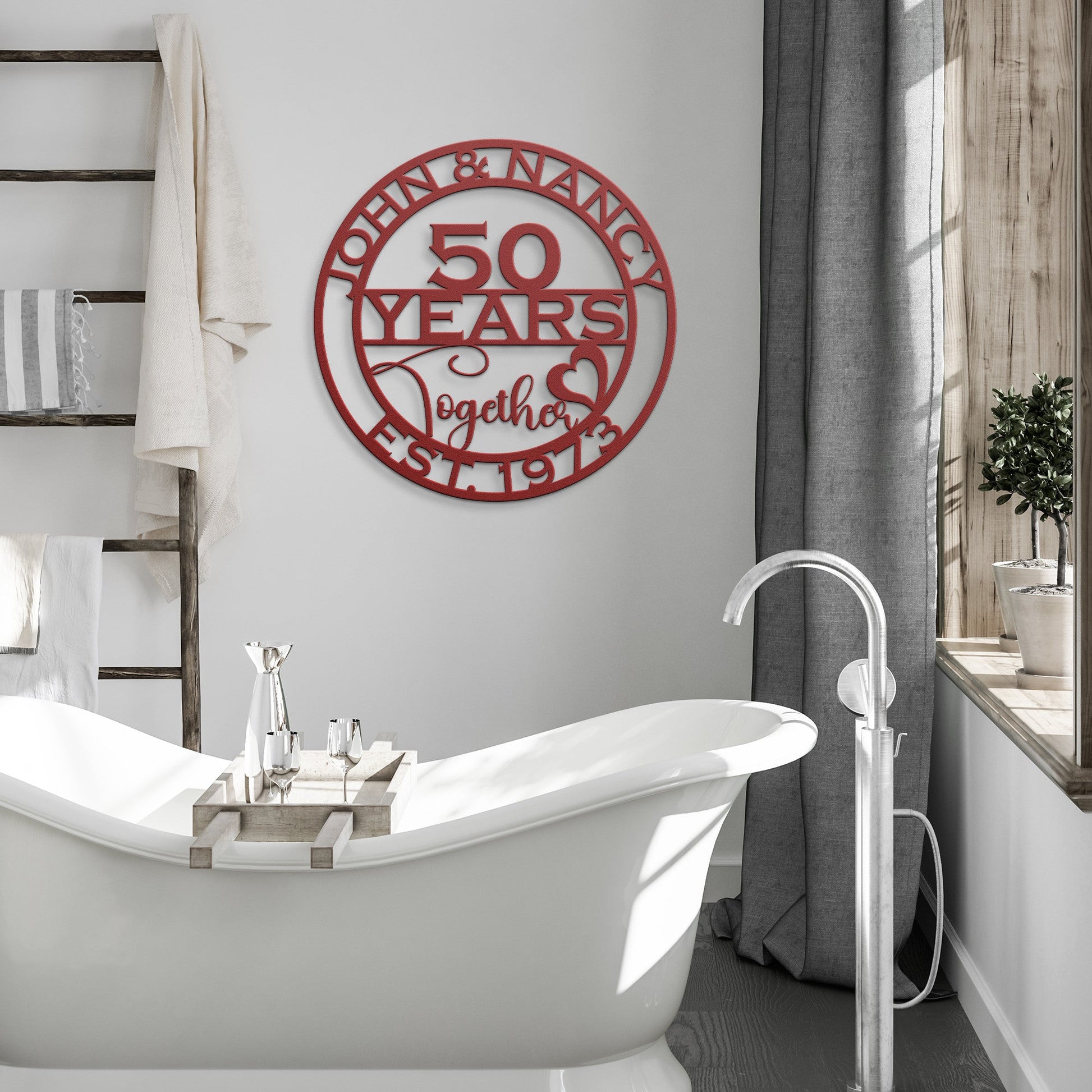 Golden 50th Year Anniversary Gift: Personalized Metal Sign for Cherished Parents - Stylinsoul