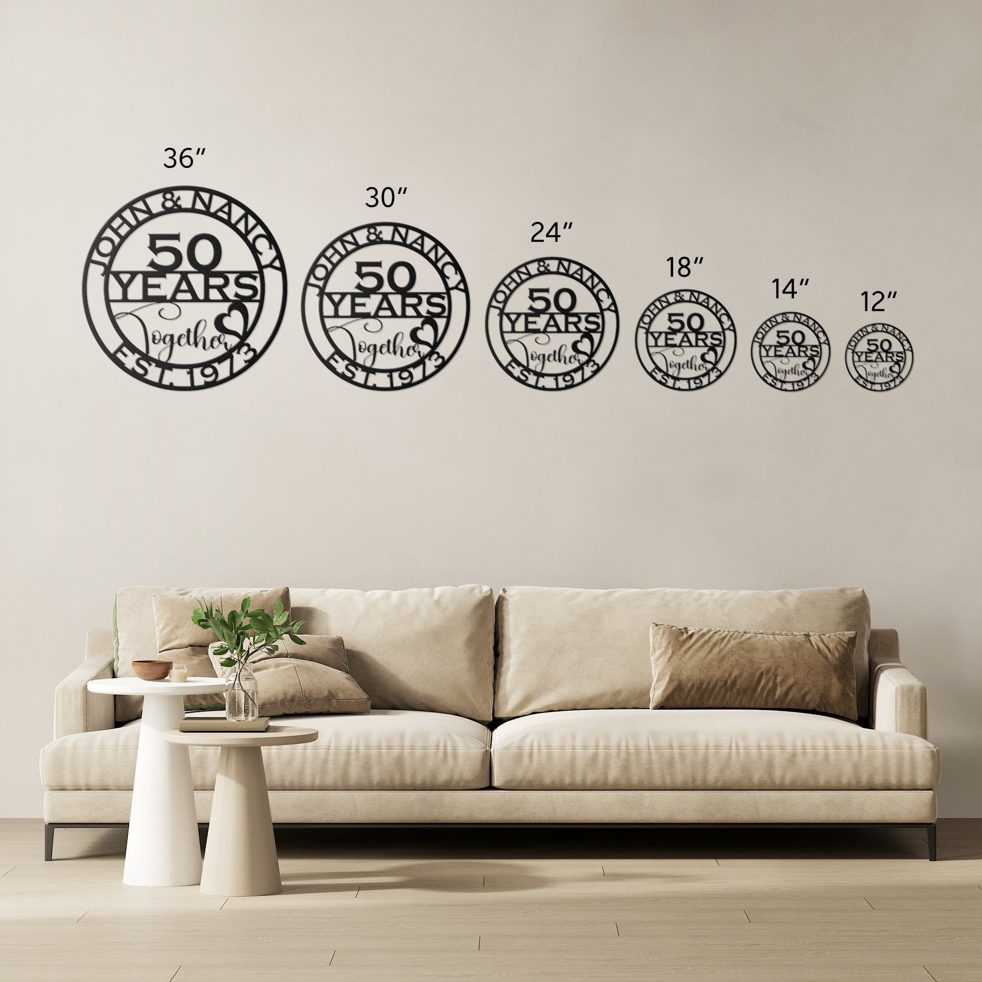 Golden 50th Year Anniversary Gift: Personalized Metal Sign for Cherished Parents - Stylinsoul