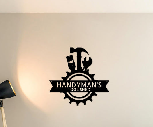 Handyman Shop Mancave Workshop Sign - Garage Metal Wall Art - Gift for Husband - Stylinsoul