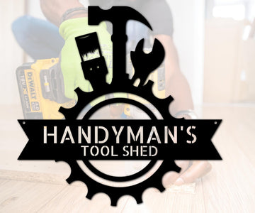 Handyman Shop Mancave Workshop Sign - Garage Metal Wall Art - Gift for Husband - Stylinsoul