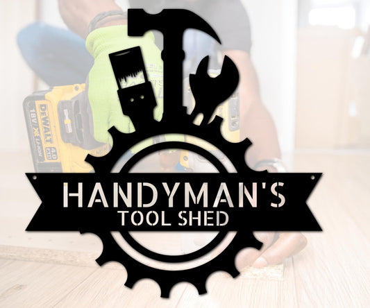 Handyman Shop Mancave Workshop Sign - Garage Metal Wall Art - Gift for Husband - Stylinsoul