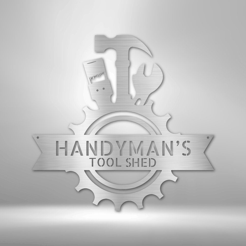 Handyman Shop Mancave Workshop Sign - Garage Metal Wall Art - Gift for Husband - Stylinsoul