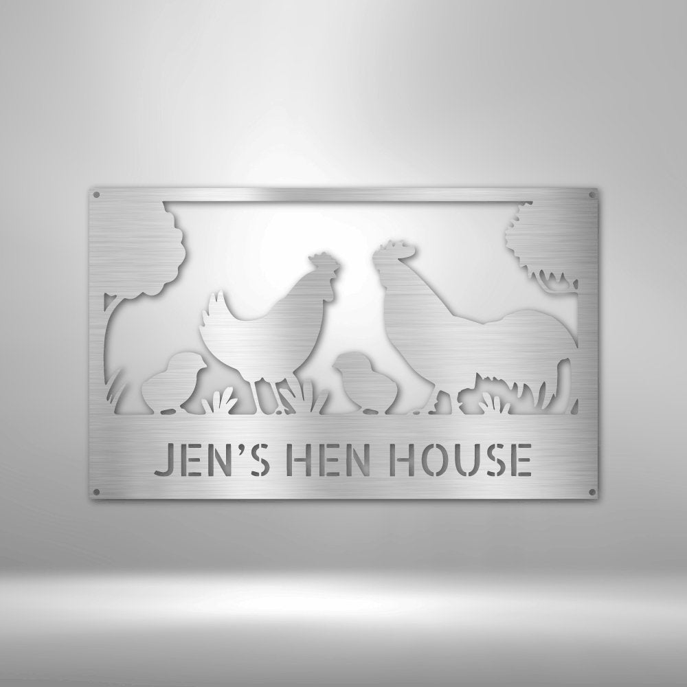 Hen House Monogram Steel Sign - Personalized Metal Wall Decor for Farmhouse - Stylinsoul