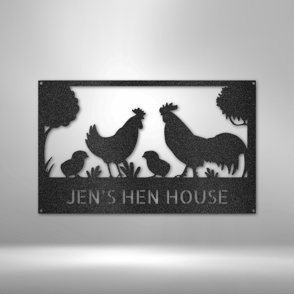 Hen House Monogram Steel Sign - Personalized Metal Wall Decor for Farmhouse - Stylinsoul