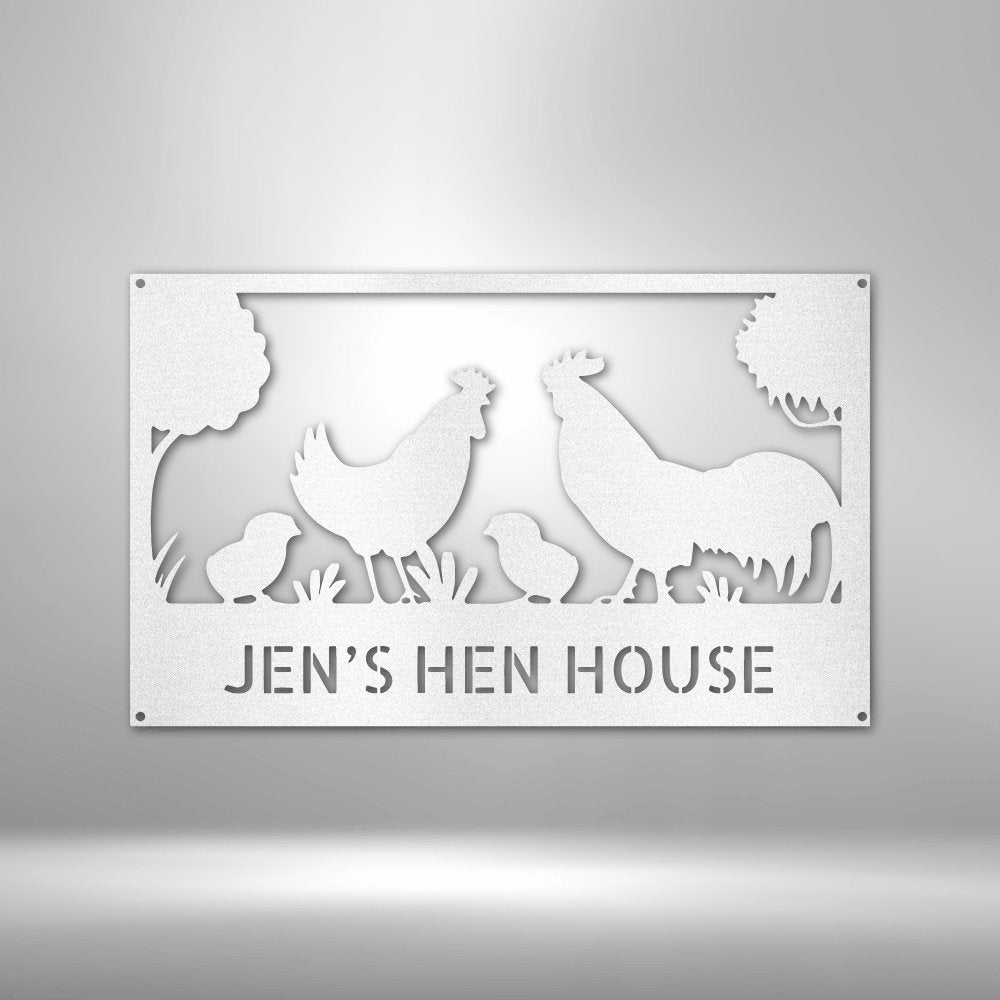 Hen House Monogram Steel Sign - Personalized Metal Wall Decor for Farmhouse - Stylinsoul