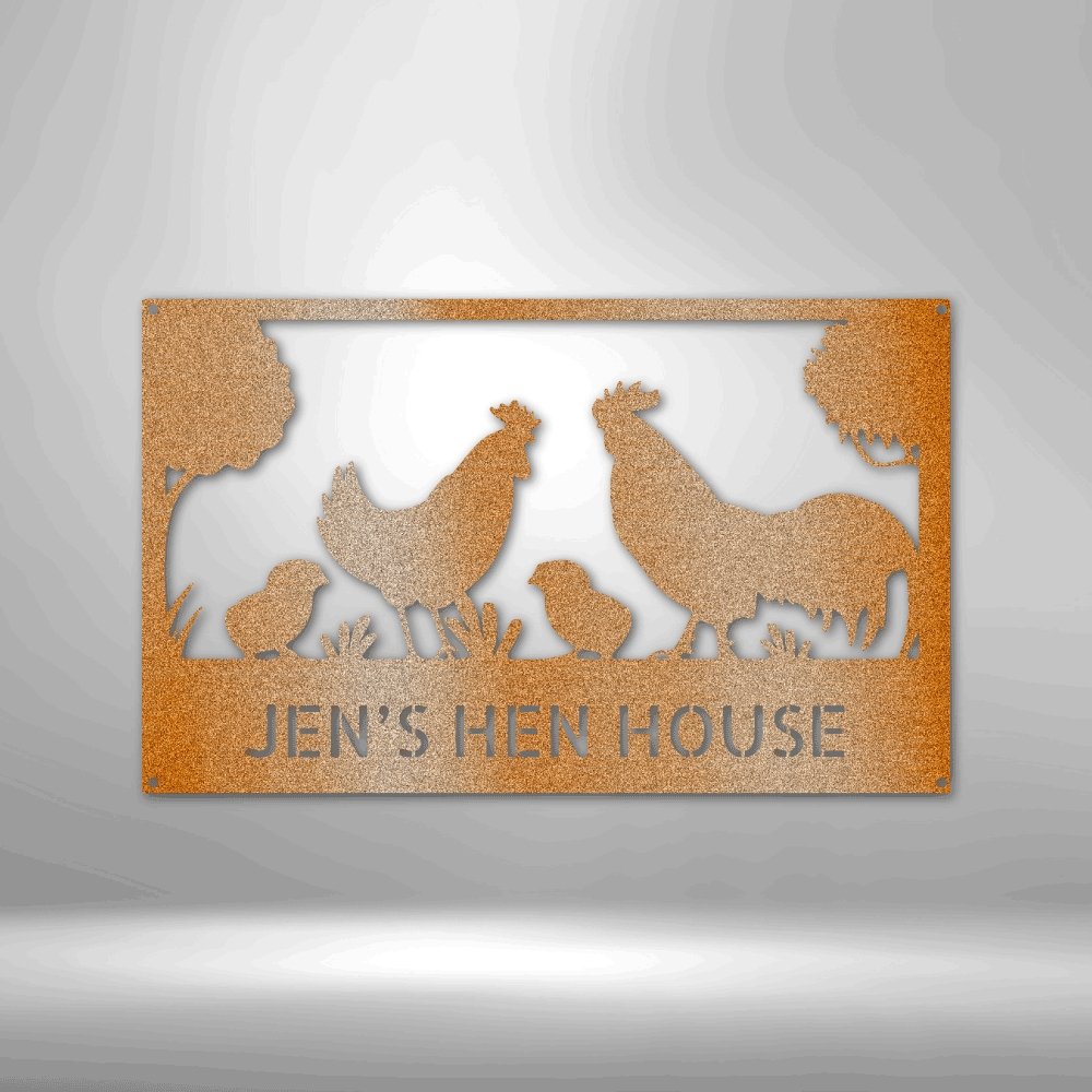 Hen House Monogram Steel Sign - Personalized Metal Wall Decor for Farmhouse - Stylinsoul