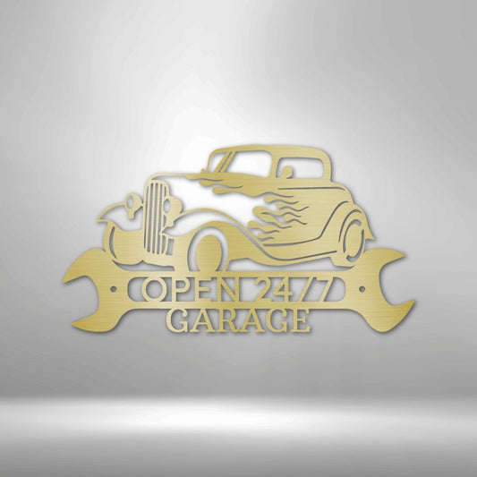 Hot Rod Garage Sign - Personalized Metal Wall Art for Car Enthusiasts - Stylinsoul
