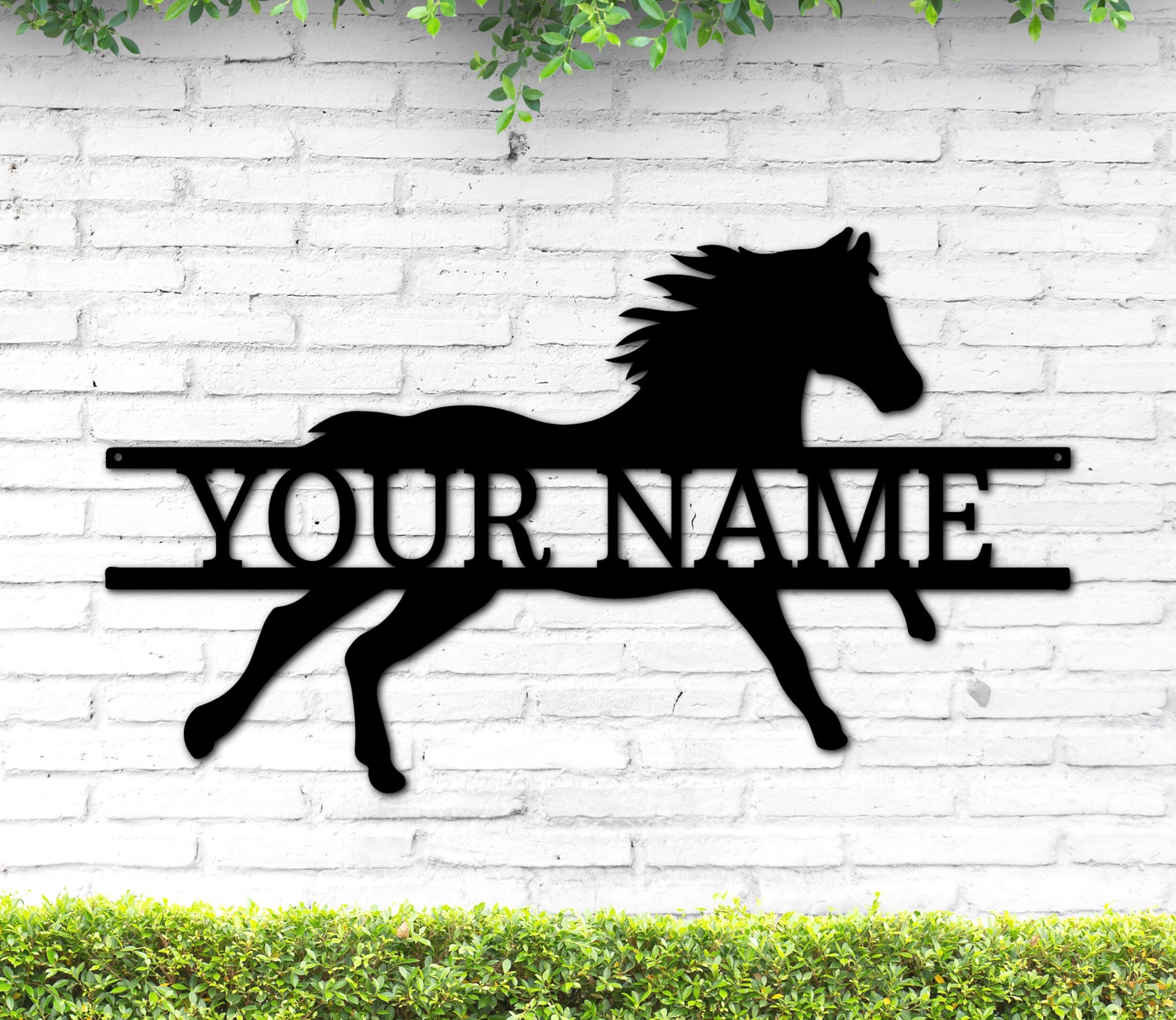 Sprinting Horse Metal Sign - Custom Name Ranch Wall Art - Horse Owner Gift - Farm Name Sign - Stylinsoul