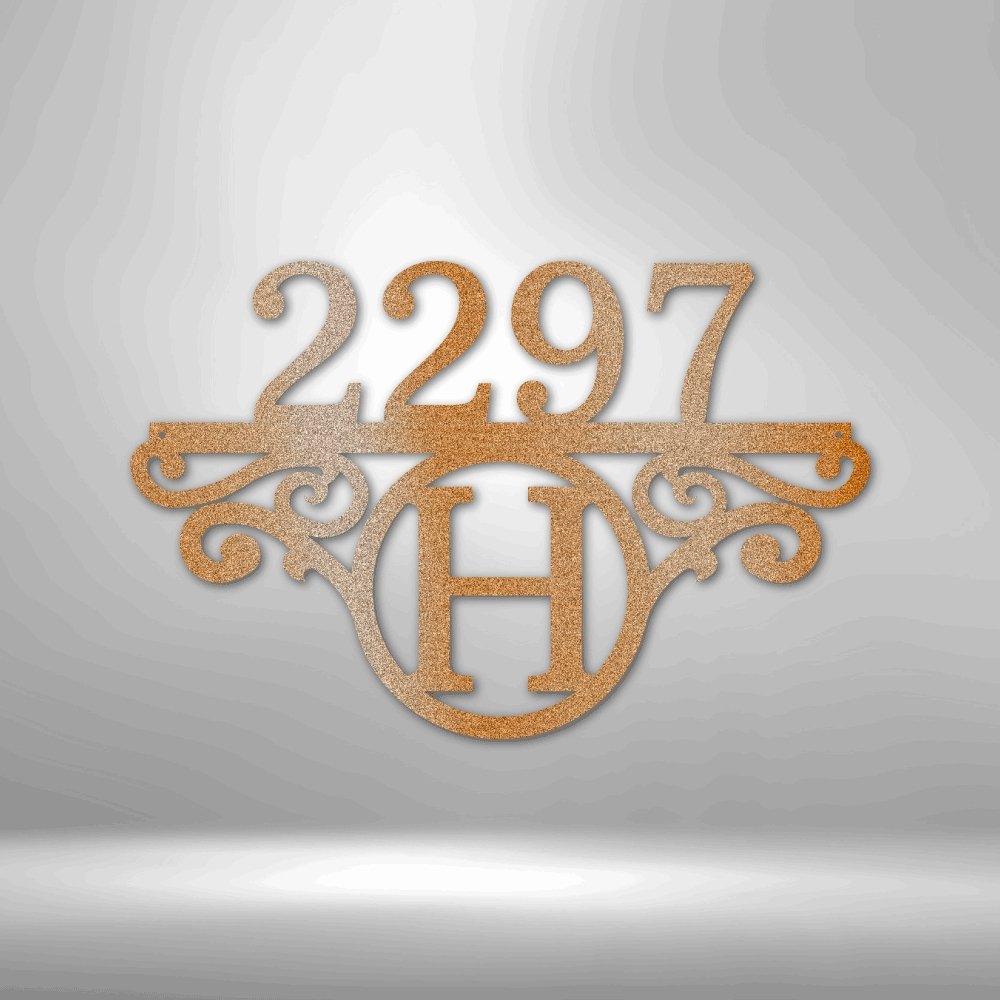Initial Address Monogram Steel Sign - Personalized Metal Wall Art for Address Display - Stylinsoul