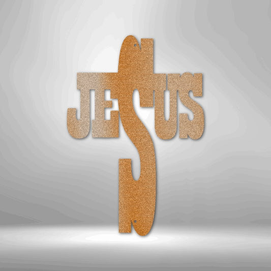 Jesus Cross Steel Sign - Religious Metal Wall Art with Symbolic Cross - Stylinsoul