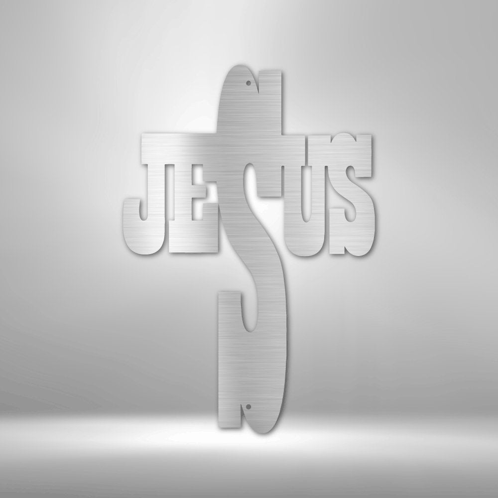 Jesus Cross Steel Sign - Religious Metal Wall Art with Symbolic Cross - Stylinsoul