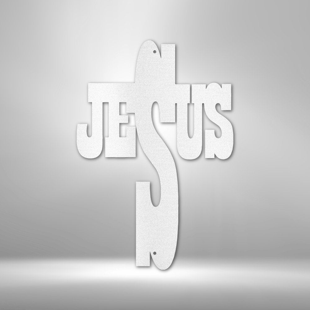 Jesus Cross Steel Sign - Religious Metal Wall Art with Symbolic Cross - Stylinsoul